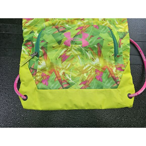 Under Armour - Unisex Sackpack Drawstring Backpack w/ Sunglasses Pocket Neon - Picture 2 of 15